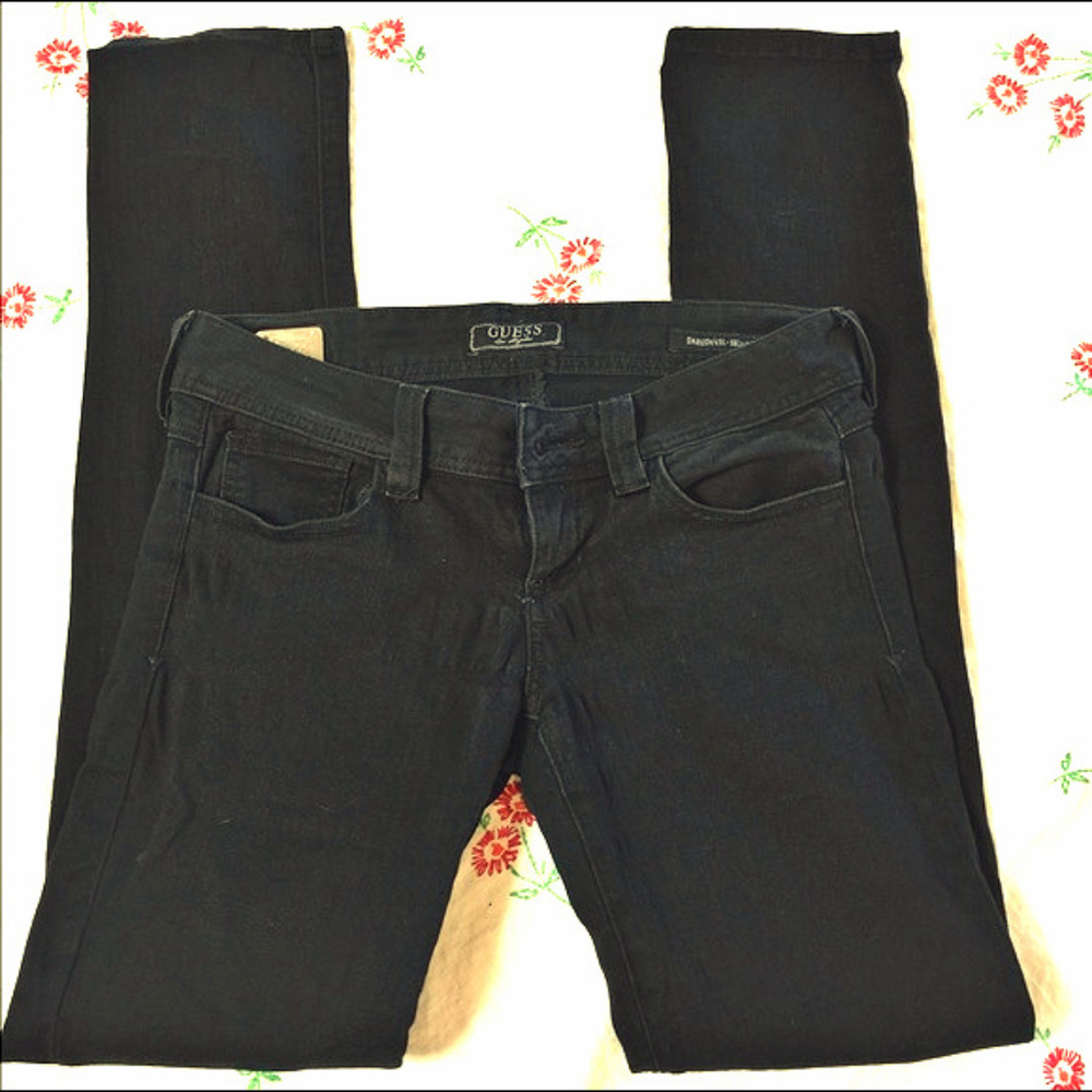 Black Daredevil Skinny Leg Jeans by Guess sz 27
